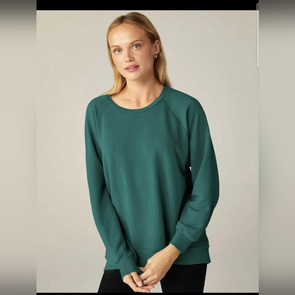 Beyond Yoga Cozy Fleece Saturday Sweatshirt Oversized Teal Size Small NWT